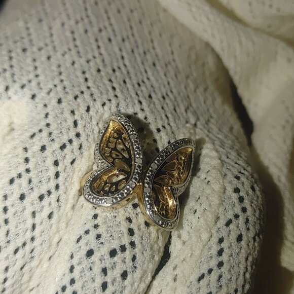 Butterfly Ring 925 Sterling Silver DBJ Sz 6 Gold Plated Vintage Inspire Jewelry - Picture 13 of 13
